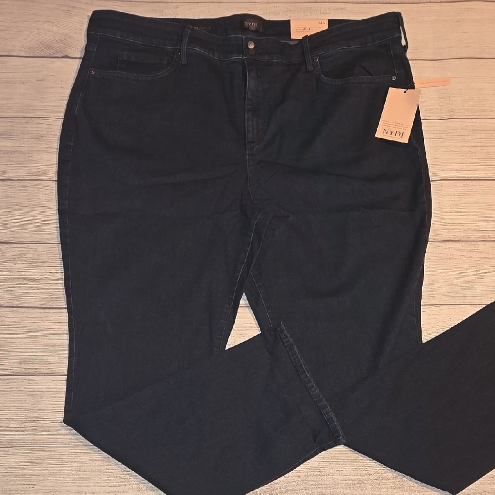 NYDJ Women's Marilyn Straight Jeans Dark Wash Size 24W NWT
